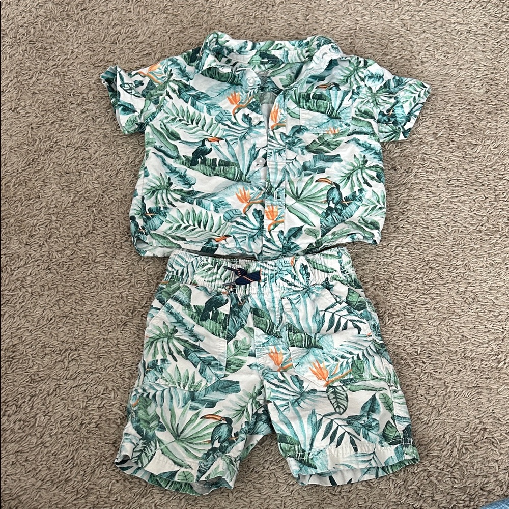 Wonder Nation Green and Orange Kids Pajama Set